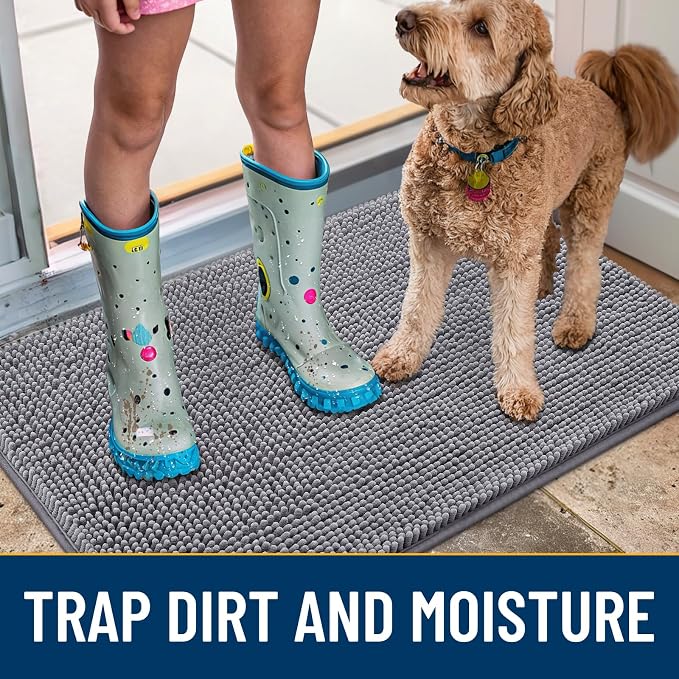Smiry Dog Door Mat for Muddy Paws 59x35, Absorbent Dirt Trapper, Non-Slip - Image 3