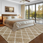 TOOHUB Fluffy Rug for Bedroom, 8X10Feet Stripe Checkered Rug Anti-Skid High - Image 3