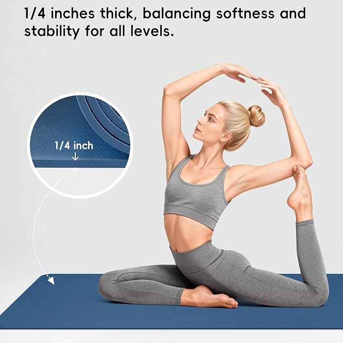 Extra Wide Yoga Mat 72" x 32", 6mm Non Slip TPE Exercise Mat - Image 4