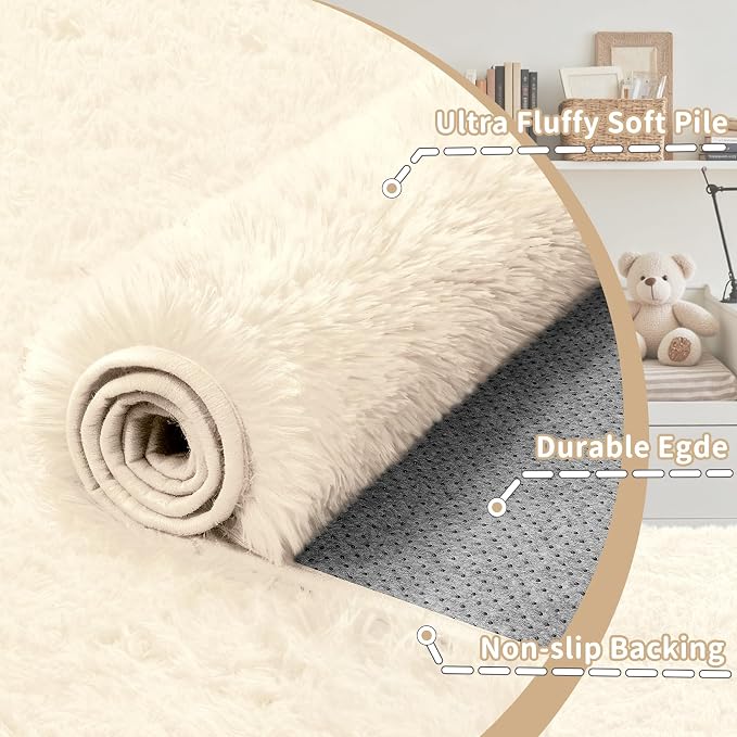 5x7 Area Rug for Living Room: Ultra Soft Fluffy Rug Modern Large Thicked Shag - Image 7