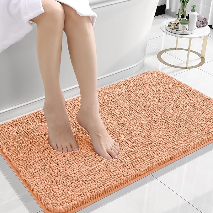 OLANLY Small Bathroom Rugs 24x16, Extra Soft Absorbent Chenille Bath Rugs by OLANLY