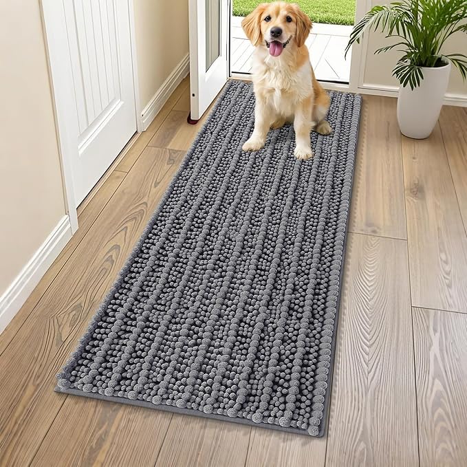 Smiry Dog Door Mat for Muddy Paws 40x24, Absorbent Dirt Trapper, Non-Slip by Smiry