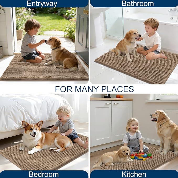 OLANLY Dog Door Mat for Muddy Paws 24x16, Ultra Absorbent Chenille Mud Doormat - Image 8