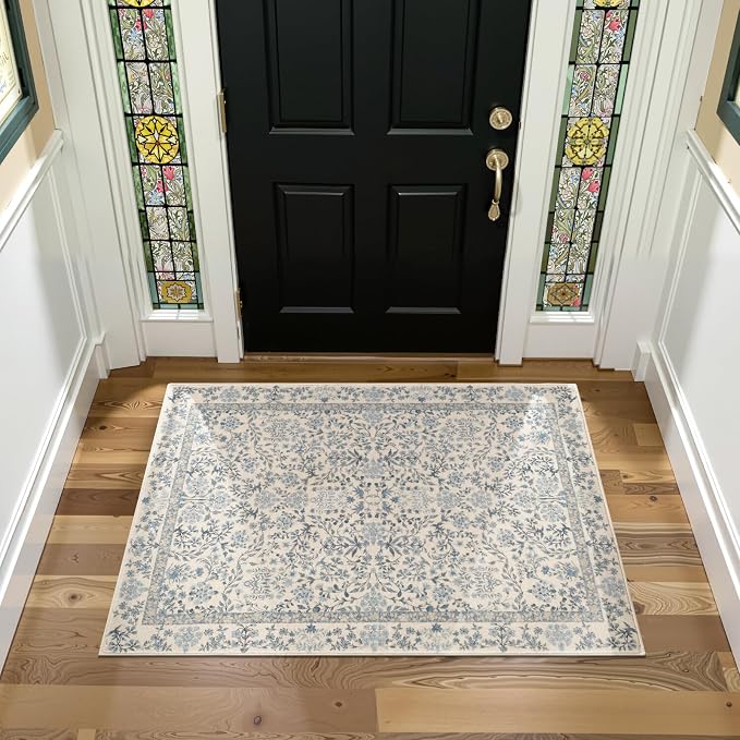 jinchan Zenith Floral 3x5 Area Rug Machine Washable Soft Low-Pile Non-Slip - Image 2
