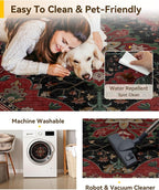RELEANY Area Rugs Round 10ft Washable Non-Slip, Floral Vintage Distress - Image 5