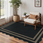 Scalloped Modern Easy Jute Carpet, 4x6 Outdoor Patio Washable Area Rug - Image 7