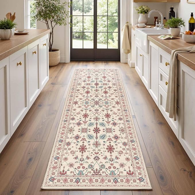 Rugxara 2x6 Floral Runner Rug, Washable Runners - Image 2