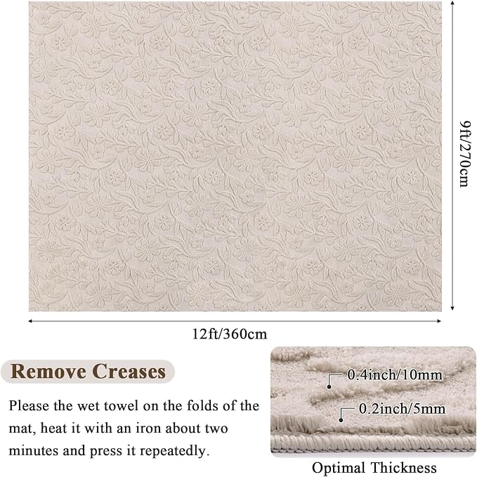 Vaukki 9x12 Area Rug for Living Room, Soft Fluffy Washable Modern Floral Indoor - Image 2