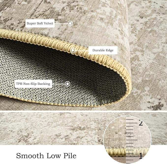 Toneed Abstract Area Rug Modern Washable Rug Soft Non Slip Rug Low Pile - Image 6