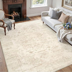 5x7 Area Rugs for Living Room: Vintage Boho Neutral Washable Rug Indoor Soft - Image 3