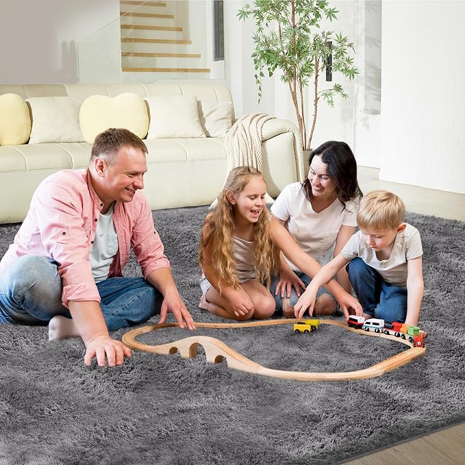 Ultra Soft Rug for Living Room, 9X12 Fluffy Shag Area Rug for Bedroom, Modern - Image 3