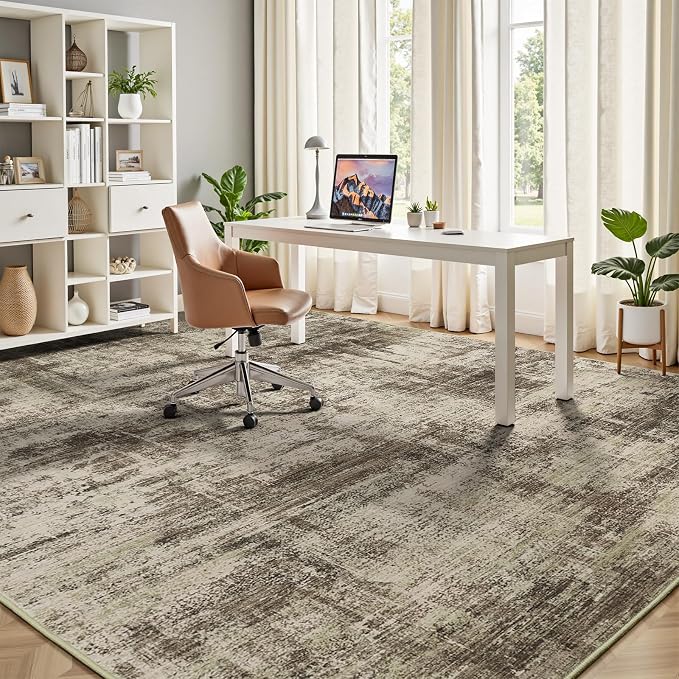 Lofus 9x12 Area Rug for Living Room, Neutral Modern Washable Carpet for Bedroom - Image 4