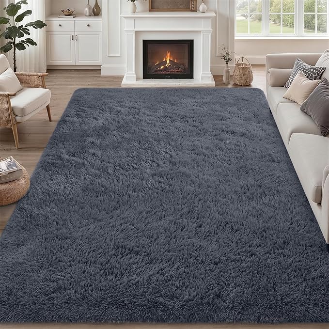 8x10 Area Rugs for Living Room Bedroom: Ultra Soft Fluffy Shag Rug Upgrade by Luxturiy