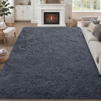 Fluffy Area Rugs 9x12 Living Room Bedroom: Ultra Soft Shag Rug Upgrade Non-Slip by Luxturiy
