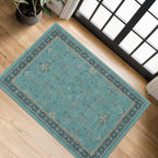 2x4 Washable Teal Throw Rugs for Entryway Indoor by HazoHaus
