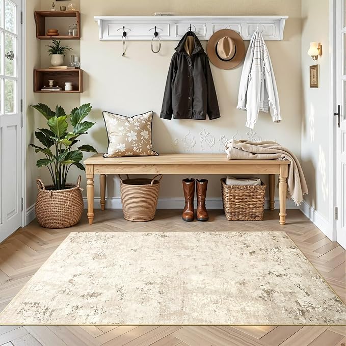 Toneed Abstract Area Rug Modern Washable Rug Soft Non Slip Rug Low Pile - Image 3