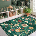 RELEANY Floral 4x6 Area Rugs Washable Print Boho Cute Carpet Non Slip Flower - Image 2