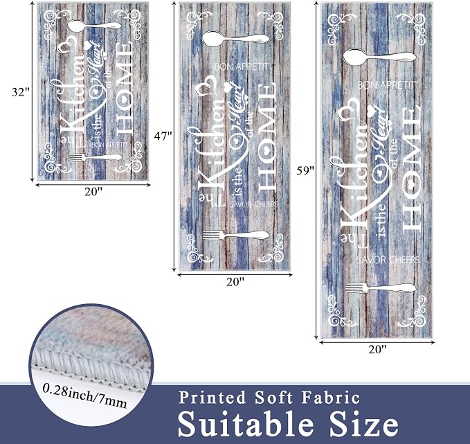 Vaukki Boho Kitchen Rug Sets 3 Pieces, Washable Kitchen Mats - Image 2