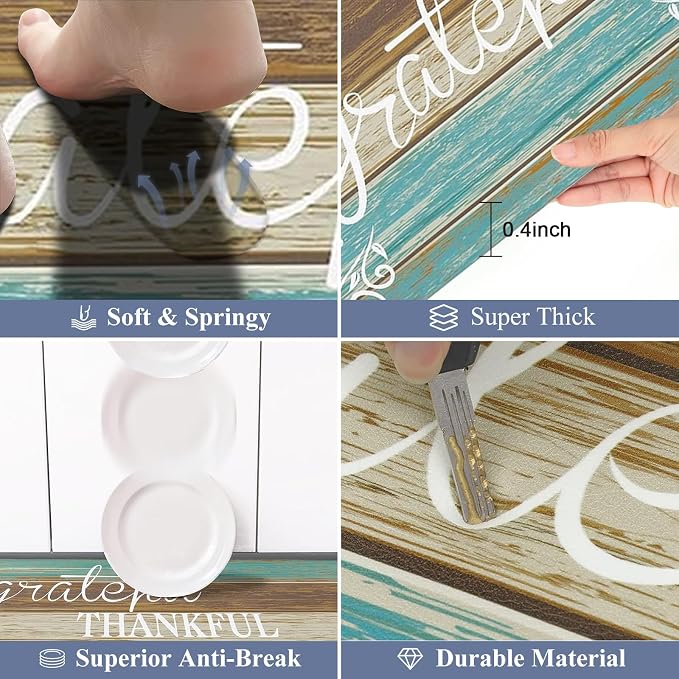 HEBE Anti Fatigue Kitchen Mat Set of 2 Non Slip Cushioned Kitchen Mats - Image 3