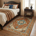 RELEANY Area Rugs 4'x6' Washable Non-Slip, Floral Vintage Distress Medallion - Image 2