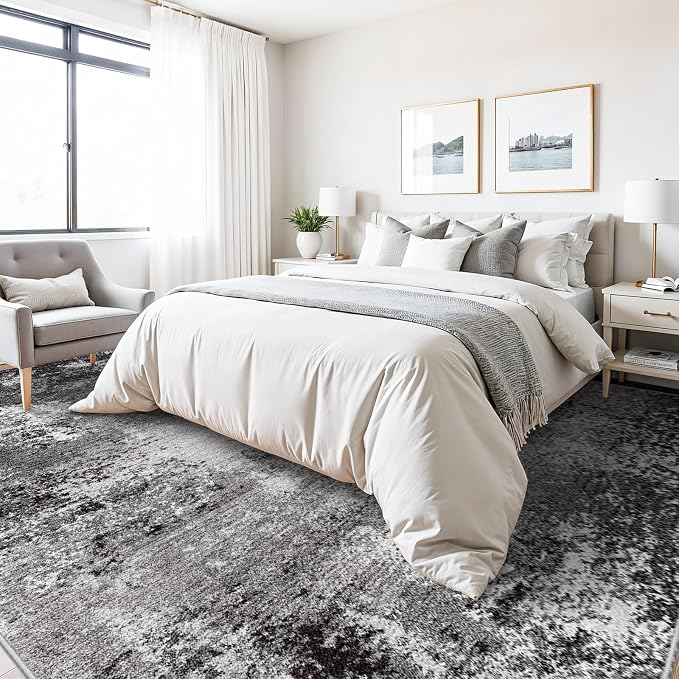 Washable Area Rug 9x12 Living Room – Neutral Modern Abstract Large Carpet - Image 4