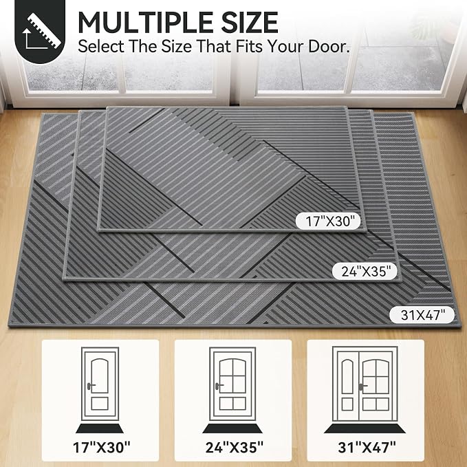 Front Door Mat 31''x47'', Non Slip Absorbent Dirt Resist Washable Low-Profile - Image 7