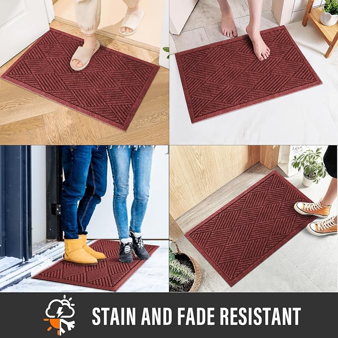 HIYARD Durable Front Door Mat, Absorbent Muddy Dirt Resist Welcome Door Mats - Image 5
