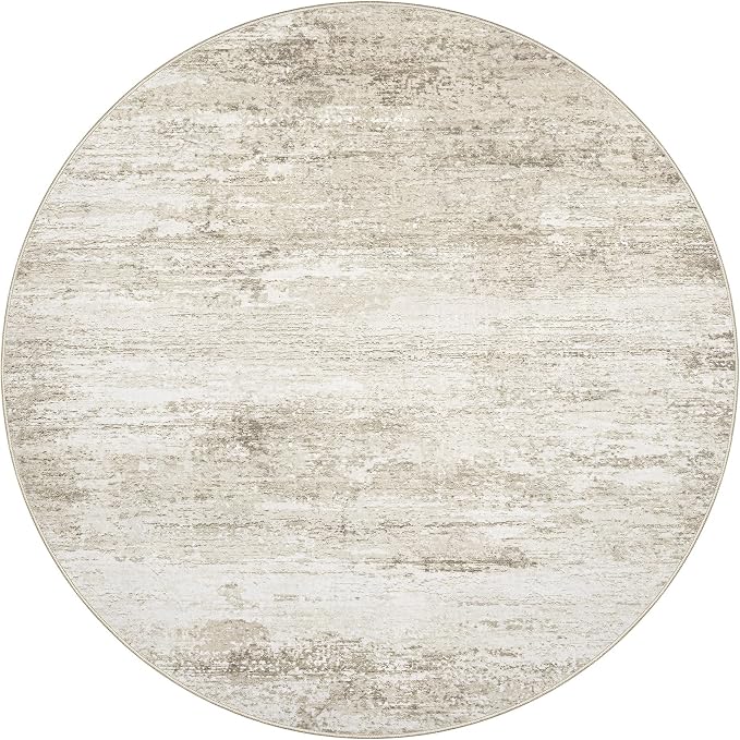 Washable Round Rug 4ft for Bedroom: Circle Neutral Soft Rug Abstract Non Slip - Image 9