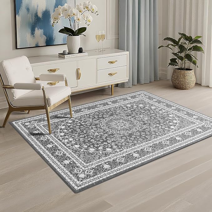 Lessymo 4 x 6 Area Rugs for Living Room- Machine Washable Area Rugs Boho Faux by Lessymo