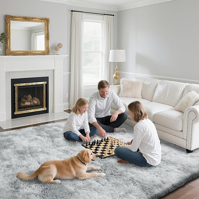 yongyangjuxin Fluffy Rug Shag Area Rug, Mottling Grey 6x9 Area Rugs - Image 4