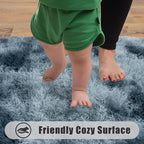 Soft Runner Rugs for Bedroom Hallways, 2x4 Tie-Dyed Blue Grey Fluffy Shag Throw - Image 8