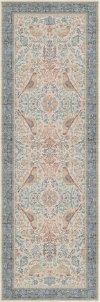 Red Blue Cream Vintage 2x6 Hallway Runner Rug - Image 7