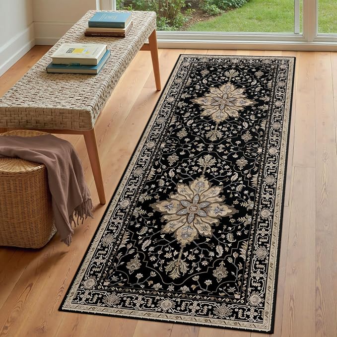 RELEANY Area Rugs Runner 3'x6' Washable Non-Slip, Floral Vintage Distress - Image 3