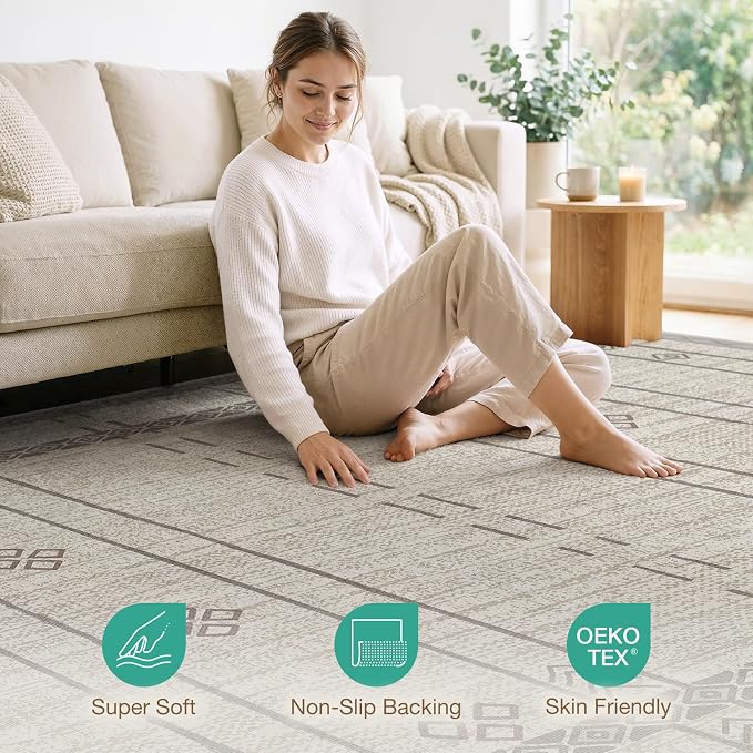 cotiled 6x9 Area Rugs Living Room Rug: Washable Boho Rugs - Image 4