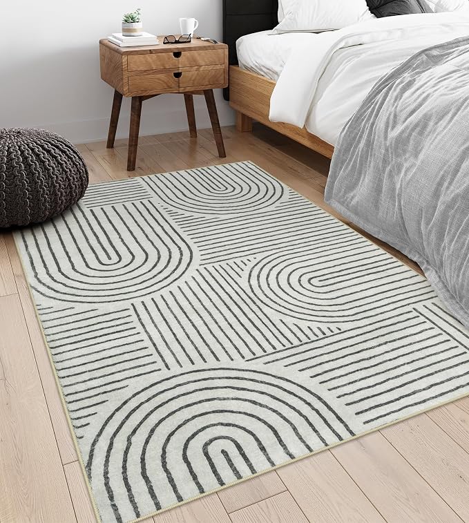 Lahome Abstract Bedroom Rug, Soft 4x6 Rug Ultra-Thin Washable Area Rugs - Image 4