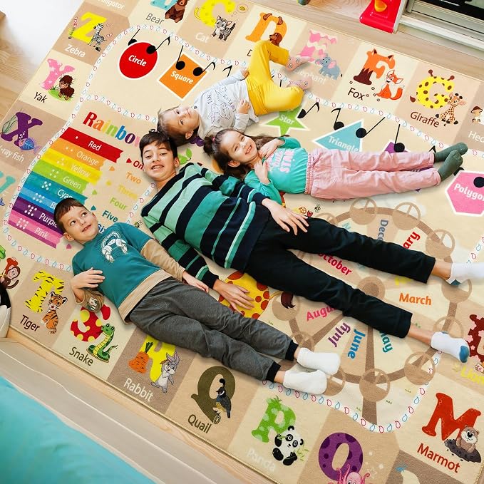 Kids Rugs for Playroom Washable, Educational and Fun Learning Rugs - Image 3