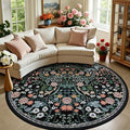 Round Area Rug for Living Room: 8 ft Floral Washable Circle Rug Soft Boho by PLHXFRSoftAreaRugs