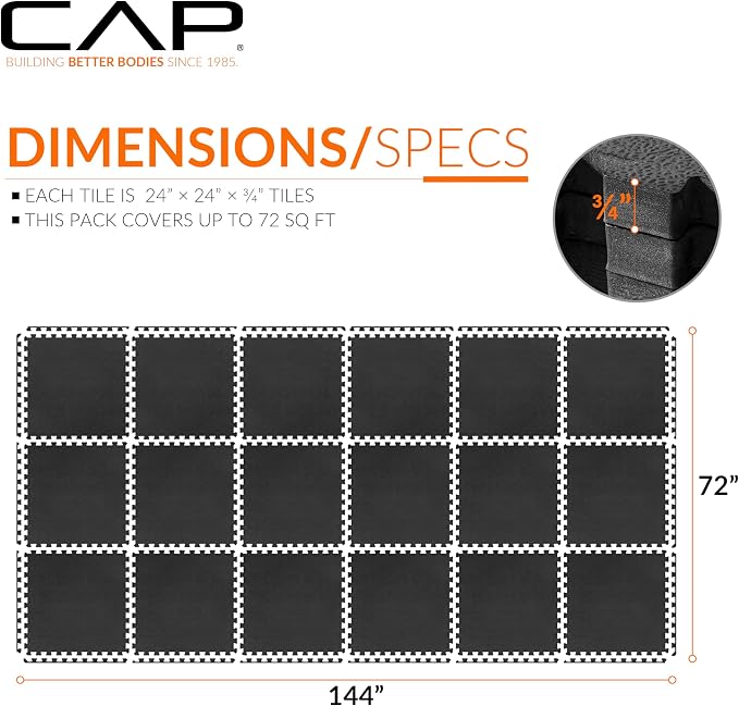 CAP Puzzle Exercise Mats | 3/4” Thick EVA Interlocking Foam Tiles - Image 4