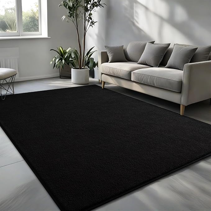 Pettop 6x9 ft Black Area Rugs for Bedroom Living Room, Washable Memory Foam - Image 2
