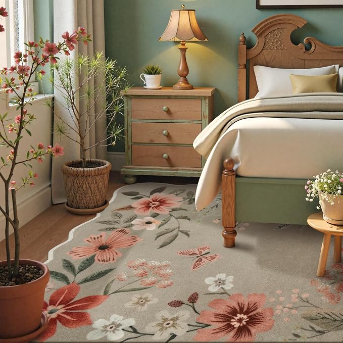 Lahome Floral Washable 6x9 Area Rugs, Soft Bedroom Rug - Image 3
