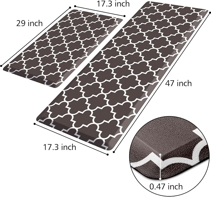 KMAT Kitchen Mat 0.47inch Cushioned Anti-Fatigue Kitchen Rug, Waterproof - Image 2