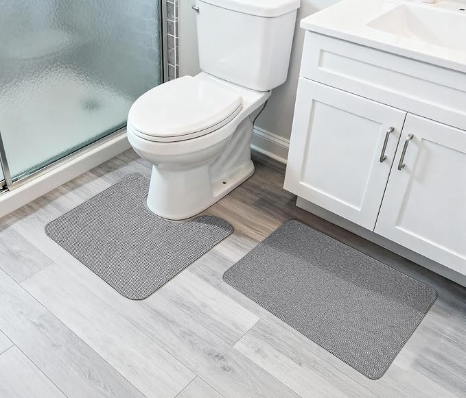 Bosap Bathroom Rugs Set 2 Pieces, Thin Bathroom Mats, Toilet Rugs, Quick Dry - Image 6