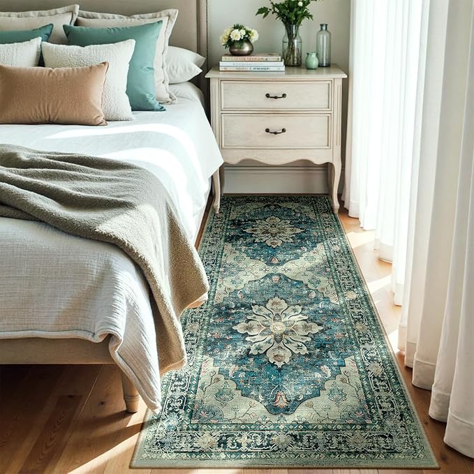 RELEANY Area Rugs Runner 3'x6' Washable Non-Slip, Floral Vintage Distress - Image 2
