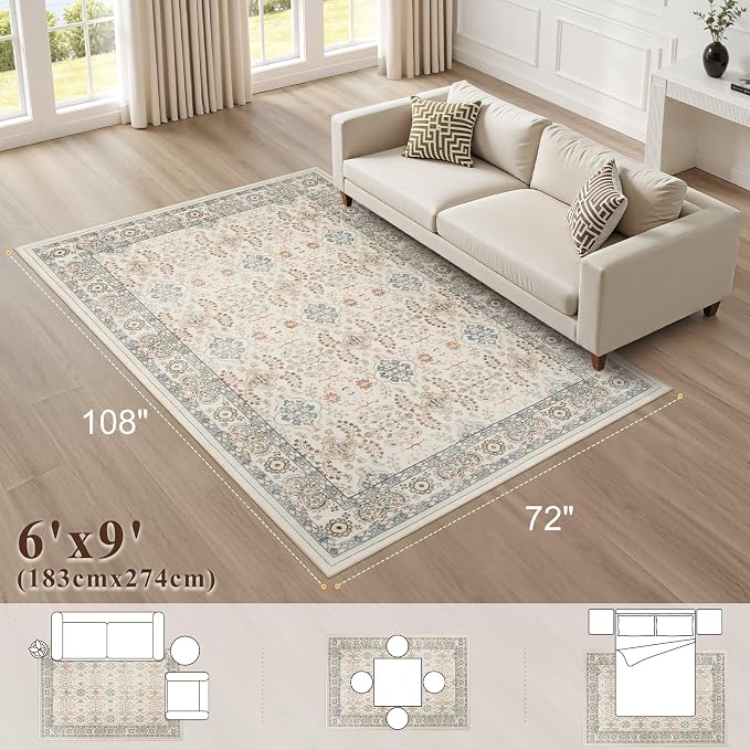 Vintage Living Room Area Rug 6x9 - Image 2