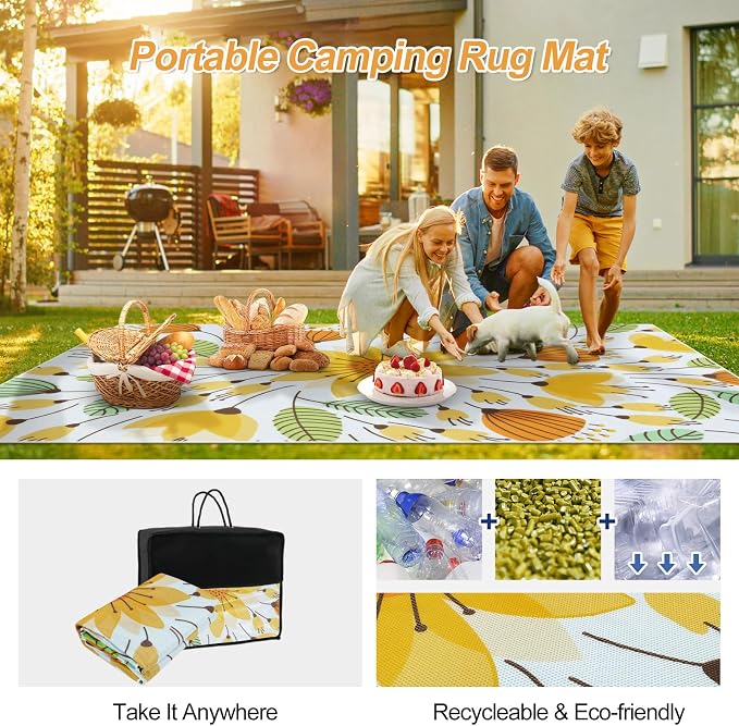 Lahome Floral Indoor Outdoor Rug, 6x9ft Non Slip Outdoor Patio Rug - Image 3