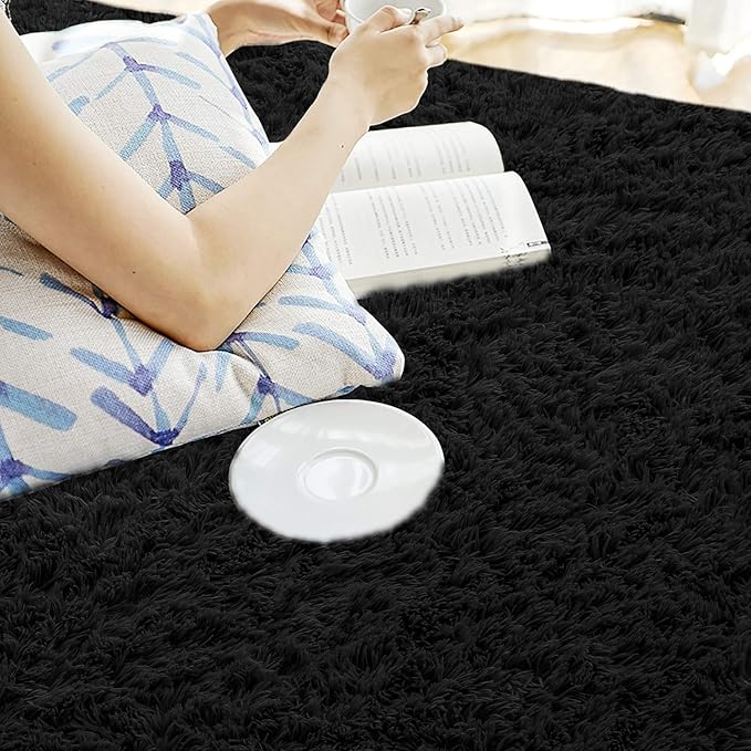 Andecor Soft Fluffy Bedroom Rugs, 8 x 10 Feet Indoor Shaggy Plush Area Rug - Image 4