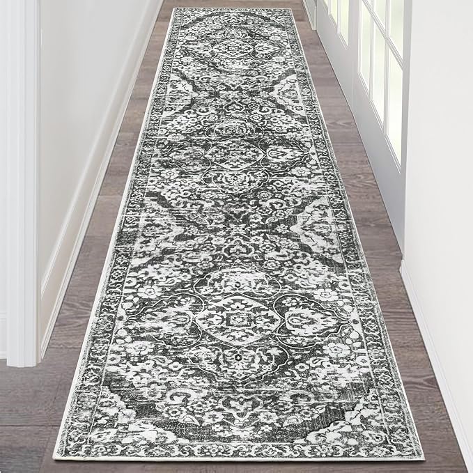 HEBE Hallway Runner Rug 2'x8' Washable Vintage Distressed Area Rugs Non Slip by HEBE