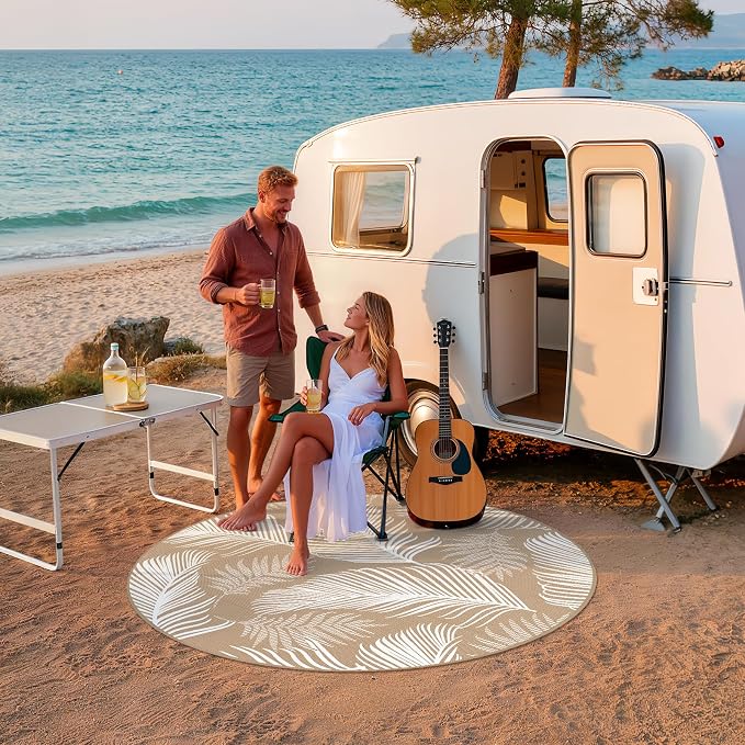 Pauwer Waterproof Outdoor Rug 6ft, Reversible Plastic Straw Patio Camping Rug - Image 8