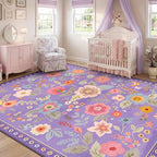 RELEANY Floral 9x12 Area Rugs Washable Print Boho Cute Carpet Non Slip Flower - Image 3