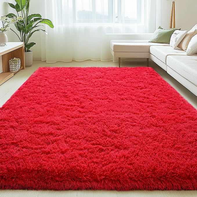 Mugorn Red Rugs for Living Room, 6x9 Large Fluffy Area Rugs for Bedroom by MUGORN